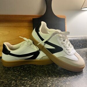 Dolce Vita White and Black Sneakers with Tan Sole
